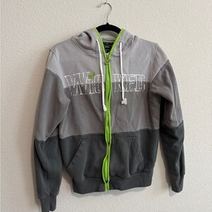 Wicked Musical Hoodie Green For Good Green & Gray Zip Up S
